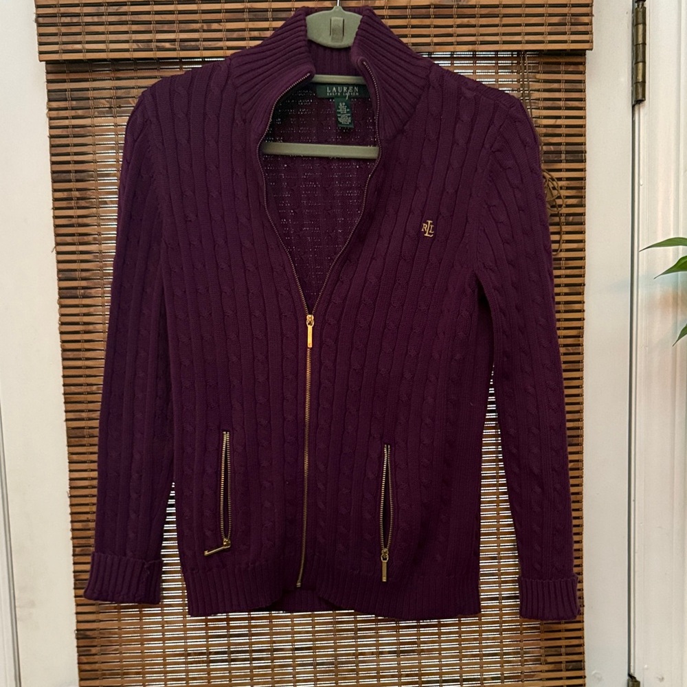 Ralph Lauren Deep Purple Cable Knit Sweater